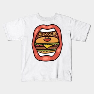 Fast Food Lover, Burger in your mouth Kids T-Shirt